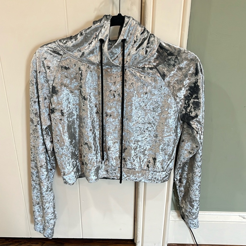 Emma and Sam velvet cropped hoodie